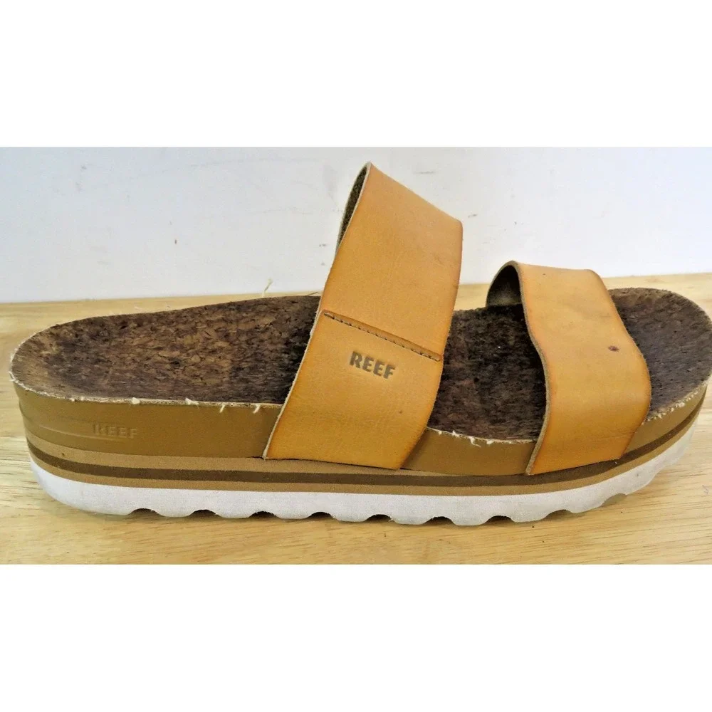 REEF Cushion Vista Hi Women's Sz 7.5M Sandals Cognac Camel Brown - Picture 4 of 12